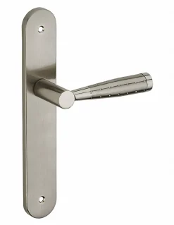 Thirard Ensemble de poignées pour porte intérieure Helios sans trou, carré 7mm, entr'axes 195mm, nickelé brossé -* Poignée De Porte Intérieure
