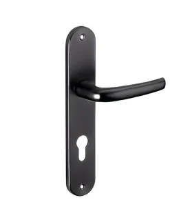 Best Thirard Ensemble de poignées pour porte d'entrée Maia trou de cylindre, carré 7mm, entr'axes 195mm, noir -