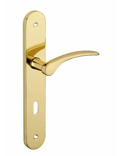 Thirard Ensemble de poignées pour porte de chambre Dionysos trou de clé, carré 7mm, entr'axes 195mm, laitonné -* Poignée Sur Plaque|Poignée De Porte Intérieure