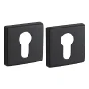 Thirard Ensemble de rosaces carrées Zibel, 50x50mm, trou de cylindre, noir mat -* Rosace De Porte