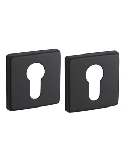 Thirard Ensemble de rosaces carrées Zibel, 50x50mm, trou de cylindre, noir mat -* Rosace De Porte