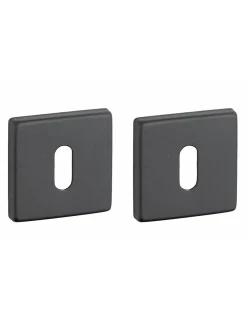Thirard Ensemble de rosaces carrées Zibel, 50x50mm, trou de clé, noir mat -* Rosace De Porte