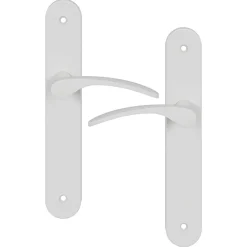 Best GoodHome Ensemble poignée sur plaque rond Beare mat blanc L.110.5mm x l.40mm entraxe 195mm