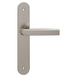 New GoodHome Ensemble poignée sur plaque Incurvé Primel effet nickel satin gris L.126mm x l.40mm entraxe 195mm