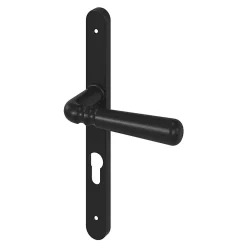 Outlet GoodHome Ensemble poignée sur plaque rond Kilhog effet nickel noir L.130mm x l.24.5mm entraxe 195mm