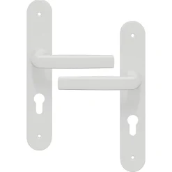 GoodHome Ensemble poignée sur plaque Incurvé cylindre Primel mat blanc L.126mm x l.40mm entraxe 195mm* Poignée Sur Plaque|Poignée De Porte Intérieure