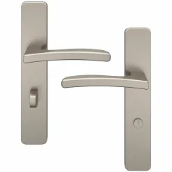 GoodHome Ensemble poignée sur plaque rectangulaire à condamnation Irvil effet nickel satin gris L.126.5mm x l.42mm entraxe 165-195mm* Poignée Sur Plaque|Poignée De Porte Intérieure