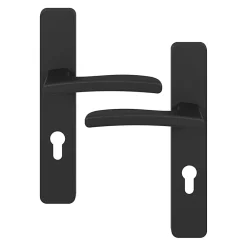 GoodHome Ensemble poignée sur plaque rectangulairecylindre Irvil effet nickel mat noir L.126.5mm x l.42mm entraxe 165-195mm* Poignée Sur Plaque|Poignée De Porte Intérieure