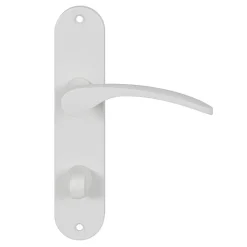 GoodHome Ensemble poignée sur plaque rond à condamnation Beare mat blanc L.110.5mm x l.40mm entraxe 165mm* Poignée Sur Plaque|Poignée De Porte Intérieure