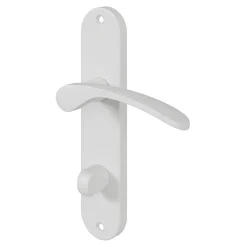 GoodHome Ensemble poignée sur plaque rond à condamnation Beare mat blanc L.110.5mm x l.40mm entraxe 165mm* Poignée Sur Plaque|Poignée De Porte Intérieure