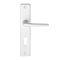 Ensemble poignée sur plaque rectangulaire Colan effet argenté satin gris chromé L.106mm x l.39.8mm entraxe 195mm* Poignée Sur Plaque