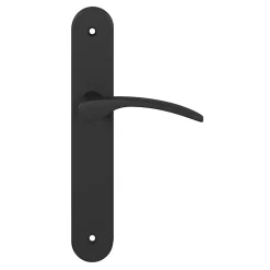 GoodHome Ensemble poignée sur plaque rond Beare effet nickel mat noir L.110.5mm x l.40mm entraxe 195mm