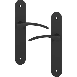 GoodHome Ensemble poignée sur plaque rond Beare effet nickel mat noir L.110.5mm x l.40mm entraxe 195mm