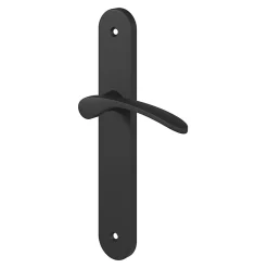 GoodHome Ensemble poignée sur plaque rond Beare effet nickel mat noir L.110.5mm x l.40mm entraxe 195mm