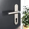Clearance GoodHome Ensemble poignée sur plaque rondcylindre Brigg effet chrome et nickel satin gris L.132mm x l.40mm entraxe 165mm