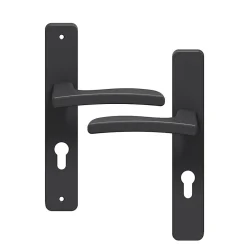GoodHome Ensemble poignée sur plaque rectangulaire Irvil noir L.126.5mm x l.24.5mm entraxe 195mm* Poignée De Porte D'Entrée|Poignée Sur Plaque
