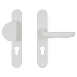 GoodHome Ensemble poignée sur plaque rond Govlin blanc l.x l.40mm entraxe 195mm* Poignée De Porte D'Entrée|Poignée De Porte Extérieure
