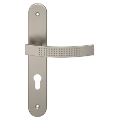 Best GoodHome Ensemble poignée sur plaque rondcylindre Diss effet nickel satin gris L.139mm x l.40mm entraxe 195mm