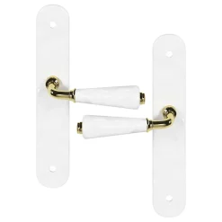 New GoodHome Ensemble poignée sur plaque Droit Porcelaine Vras blanc L.115mm x l.45mm entraxe 195mm