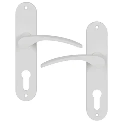 Hot GoodHome Ensemble poignée sur plaque rondcylindre Beare mat blanc L.110.5mm x l.40mm entraxe 165mm