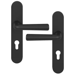 Sale GoodHome Ensemble poignée sur plaque rondcylindre Dizel effet nickel mat noir L.121.5mm x l.42mm entraxe 165-195mm