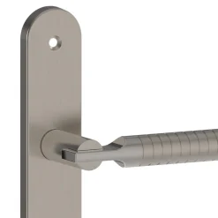 Discount GoodHome Ensemble poignée sur plaque rond Esles aluminium L.243 x l.40mm entraxe 195mm