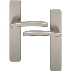 Online GoodHome Ensemble poignée sur plaque rectangulaire Irvil effet nickel satin gris L.126.5mm x l.42mm entraxe 165-195mm