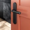 New GoodHome Ensemble poignée sur plaque rond Dizel effet nickel mat noir L.121.5mm x l.42mm entraxe 165-195mm