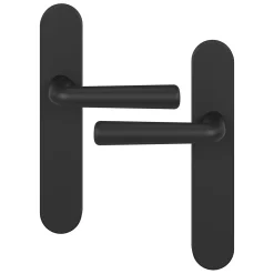 New GoodHome Ensemble poignée sur plaque rond Dizel effet nickel mat noir L.121.5mm x l.42mm entraxe 165-195mm