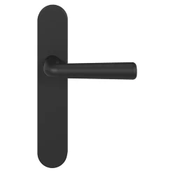 New GoodHome Ensemble poignée sur plaque rond Dizel effet nickel mat noir L.121.5mm x l.42mm entraxe 165-195mm