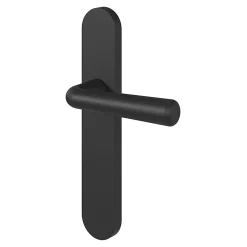 New GoodHome Ensemble poignée sur plaque rond Dizel effet nickel mat noir L.121.5mm x l.42mm entraxe 165-195mm