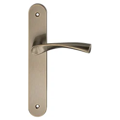 GoodHome Ensemble poignée sur plaque rond Breage effet laiton satin doré L.120.5mm x l.40mm entraxe 195mm* Poignée Sur Plaque|Poignée De Porte Intérieure
