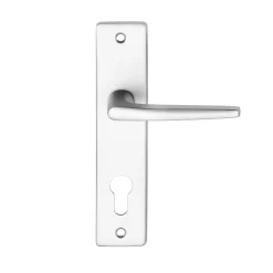 New Ensemble poignée sur plaque rectangulaire Colan effet argenté satin gris chromé L.106mm x l.39.8mm entraxe 165mm