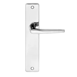 Ensemble poignée sur plaque rectangulaire Colan effet chromé brillant gris L.106mm x l.39.8mm entraxe 195mm* Poignée Sur Plaque|Poignée De Porte Intérieure