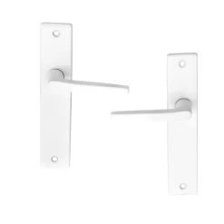 Outlet Ensemble poignée sur plaque rectangulaire Colan satin blanc L.106mm x l.39.8mm entraxe 165mm