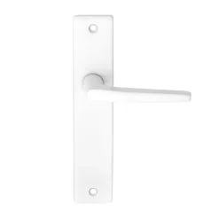 Outlet Ensemble poignée sur plaque rectangulaire Colan satin blanc L.106mm x l.39.8mm entraxe 165mm
