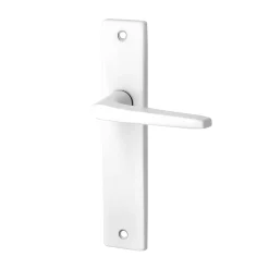 Outlet Ensemble poignée sur plaque rectangulaire Colan satin blanc L.106mm x l.39.8mm entraxe 165mm