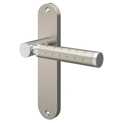 GoodHome Ensemble poignée sur plaque rond Brigg effet chrome et nickel satin gris L.132mm x l.40mm entraxe 165mm* Poignée Sur Plaque|Poignée De Porte Intérieure