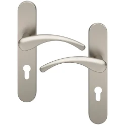 Online GoodHome Ensemble poignée sur plaque rondcylindre Ruis effet nickel satin gris L.138.5mm x l.42mm entraxe 165-195mm