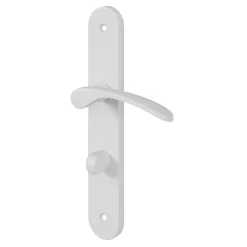 Online GoodHome Ensemble poignée sur plaque rond à condamnation Beare mat blanc L.110.5mm x l.40mm entraxe 195mm