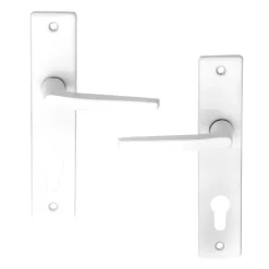 Ensemble poignée sur plaque cylindre rectangulaire Colan satin blanc L.106mm x l.39.8mm entraxe 165mm* Poignée Sur Plaque|Poignée De Porte Intérieure