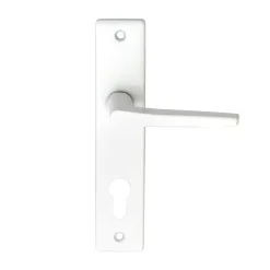 Ensemble poignée sur plaque cylindre rectangulaire Colan satin blanc L.106mm x l.39.8mm entraxe 165mm* Poignée Sur Plaque|Poignée De Porte Intérieure
