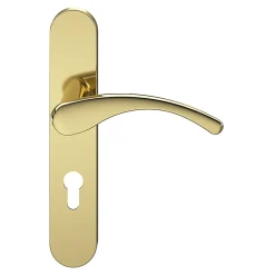 Clearance GoodHome Ensemble poignée sur plaque rondcylindre Ruis effet laiton doré L.138.5mm x l.42mm entraxe 165-195mm
