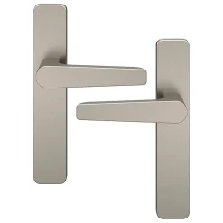 New GoodHome Ensemble poignée sur plaque rectangulaire Kerver effet nickel satin gris L.128mm x l.42mm entraxe 165-195mm