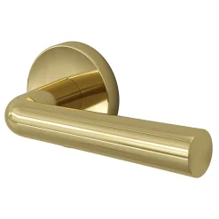 Discount GoodHome Ensemble poignée sur rosace rond à pousser Tudy Laiton Jaune Ø52mm