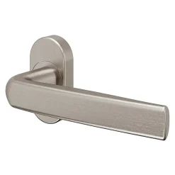 Discount GoodHome Ensemble poignée sur rosace Incurvé à visser Primel effet nickel satin gris chromé