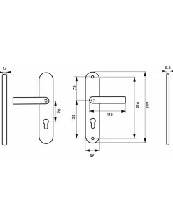 Thirard Ensemble poignées de sécurité pour porte d'entrée, béquille double, entr'axe de fixation 216mm, couleur F2 -* Poignée De Porte Intérieure