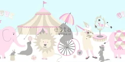 Estahome frise papier peint l'univers du cirque rose clair, bleu clair et beige - 500 x 26.5 cm - 178702* Frise Murale