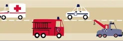 Estahome frise papier peint camions de pompiers et voitures de police beige, rouge et bleu - 500 x 17.6 cm - 177305* Frise Murale