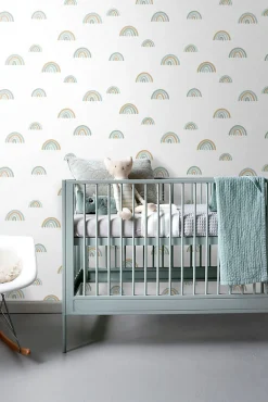 Best Estahome papier peint arcs en ciel vert menthe grisé et bleu gris - 53 cm x 10.05 m - 139254
